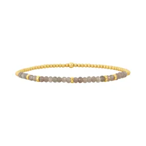 14K Gold Filled 2mm 6.50" Stretch Labradorite Bracelet