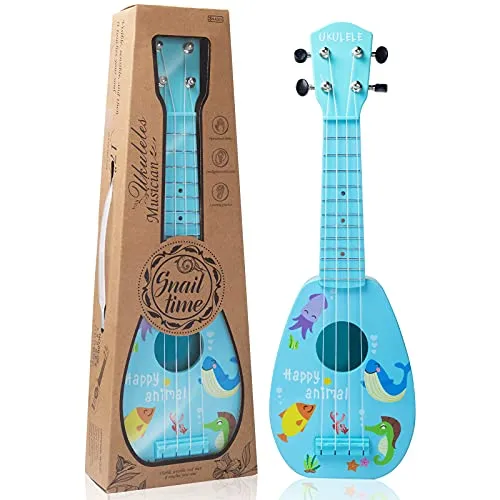 17 Inch Kids Ukulele Guitar Toy 4 Strings Mini Children Musical Instruments Educational Learning Toy for Toddler Beginner Keep Tone Anti-Impact Can Play with Picks/Strap/Primary Tutorial