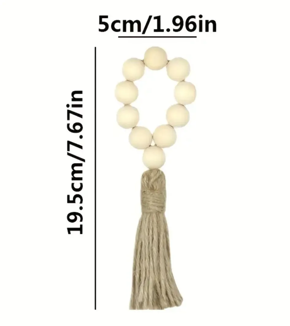 1pc Boho Wood Beads Tassel Napkin Ring - Farmhouse Boho Style