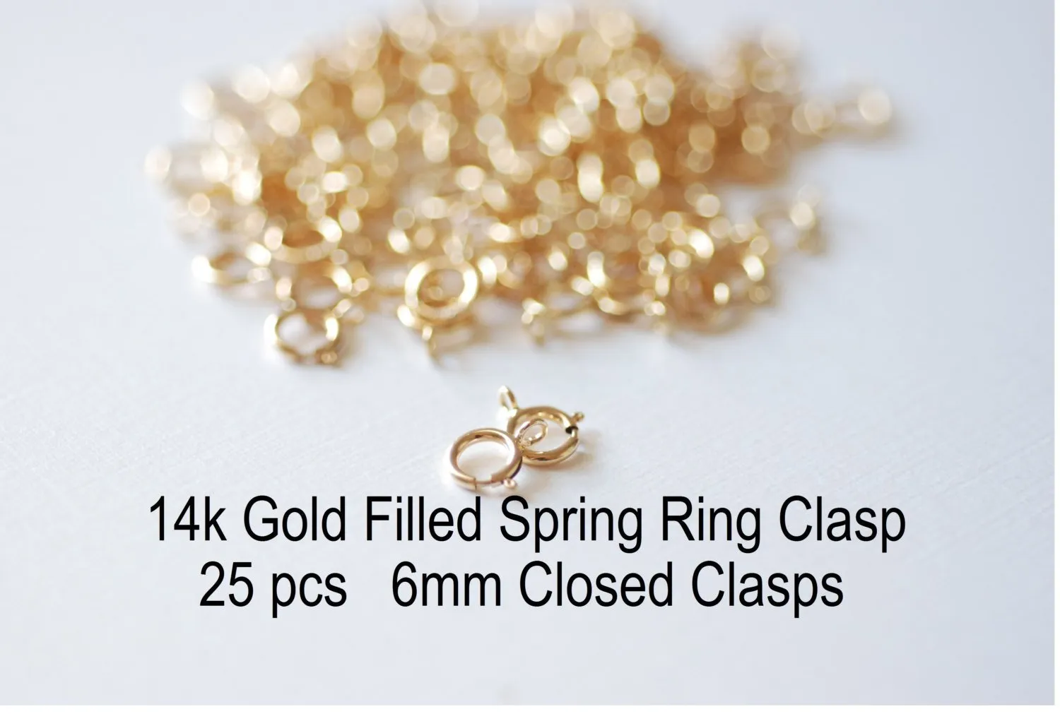 6mm Closed Spring Ring Clasp-14kt Gold Filled, 25pcs, Gold Springring Clasps, 14k gold filled 6mm Spring Ring Clasp