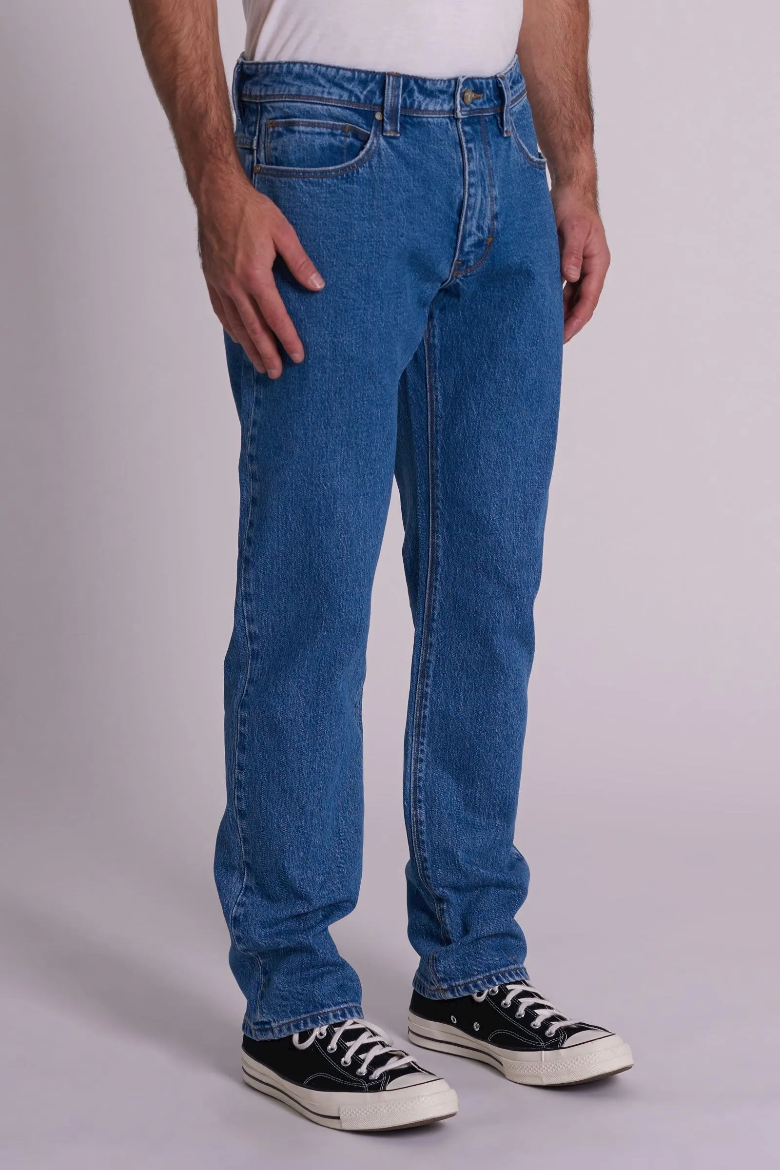 Abrand Mens A3 Straight Royal Jean Mid Vintage Indigo