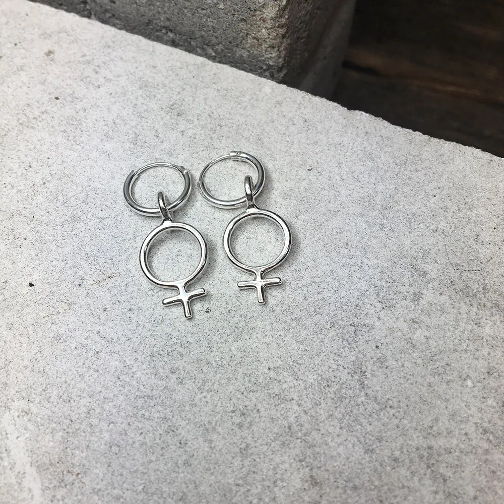 Ada Feminist Hoop Earrings Silver or Bronze