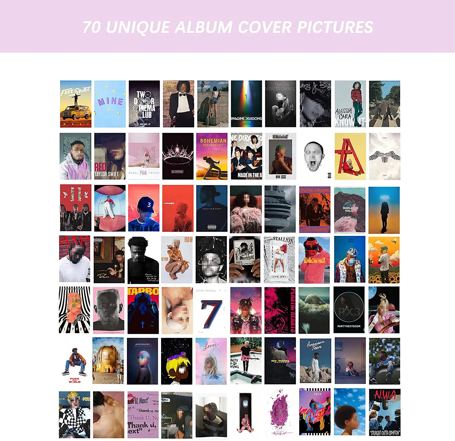 Adzt's 70PCS Album Cover Aesthetic Pictures Wall Collage Kit, Album Style Photo Collection Collage VSCO Bedroom Dorm Decor for Girl and Boy Teens, Trendy Wall Prints Kit, Small Poster for Room Bedroom Aesthetic