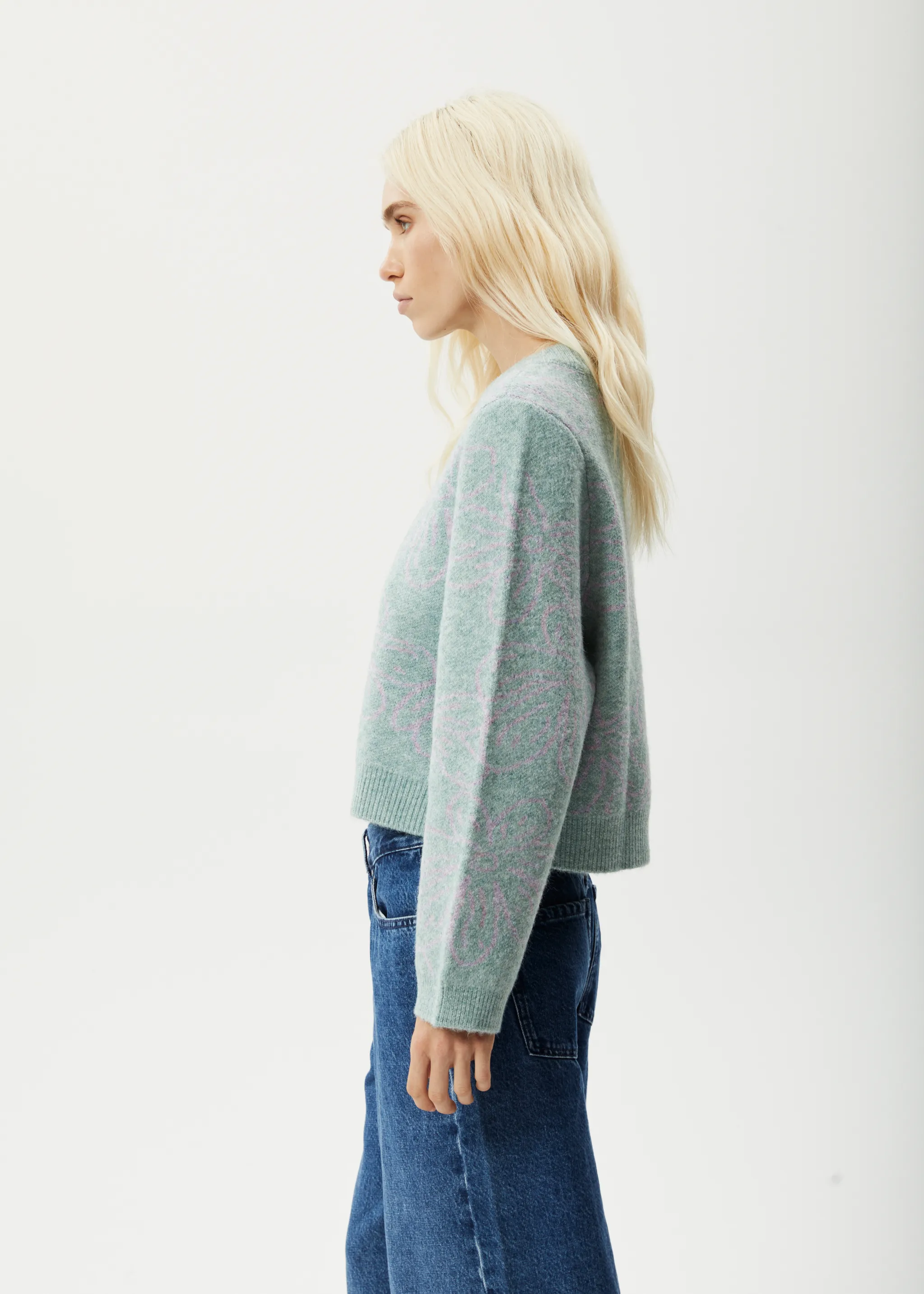 AFENDS Womens Elliot - Knitted Crew Neck Jumper - Pistachio