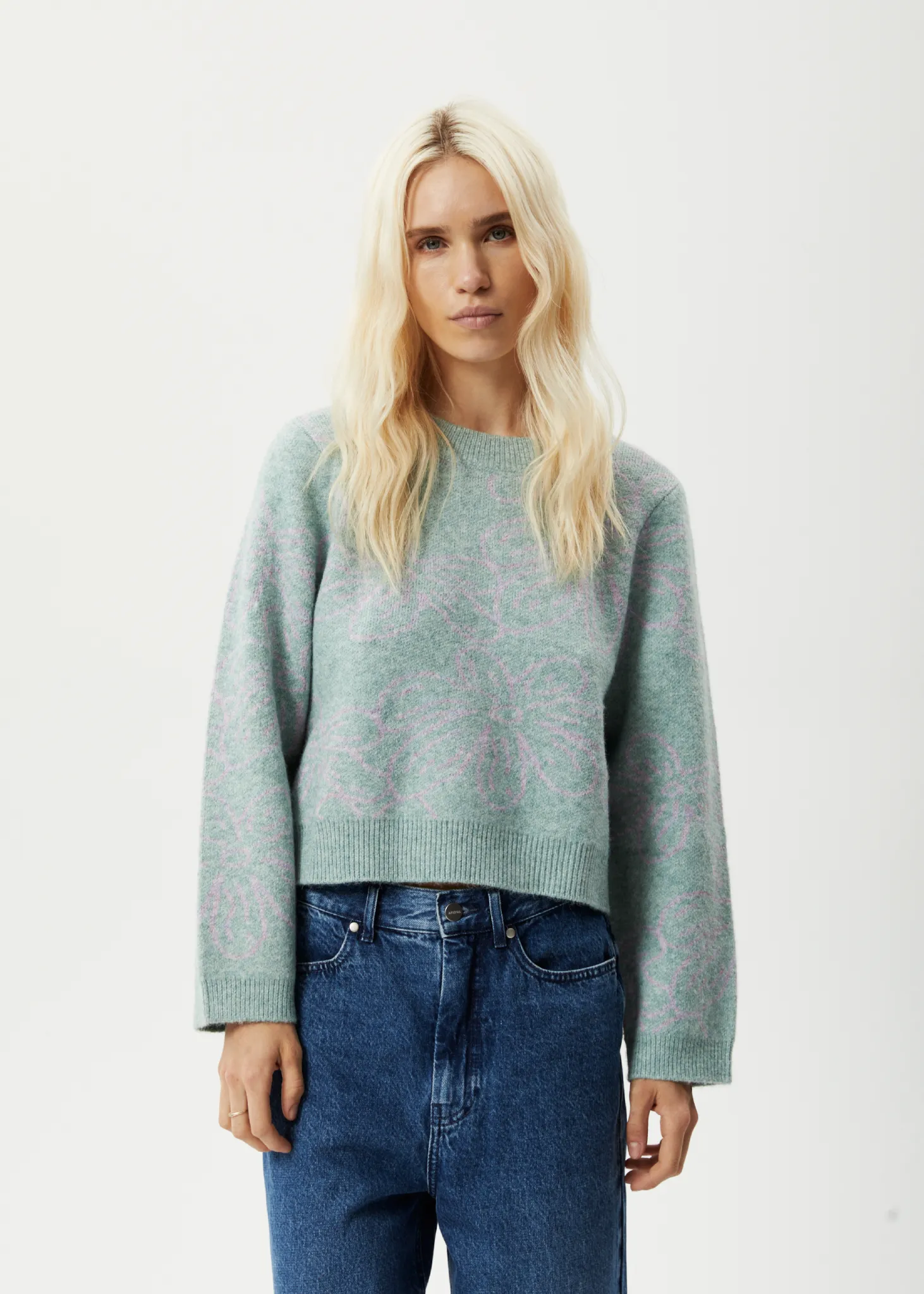 AFENDS Womens Elliot - Knitted Crew Neck Jumper - Pistachio