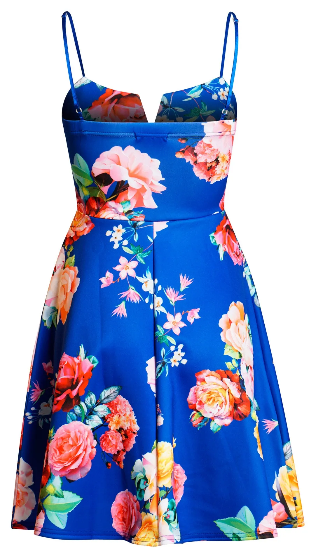 Ahara Floral Skater Dress-Royal Blue