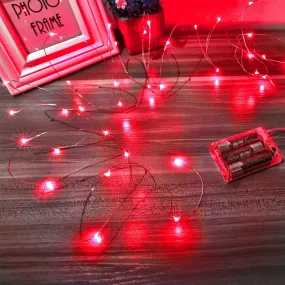 Ariceleo Led Fairy Lights Battery Operated, 1 Pack Mini Battery Powered Copper Wire Starry Fairy Lights for Bedroom, Christmas, Parties, Wedding, Centerpiece, Decoration (5m/16ft Red)