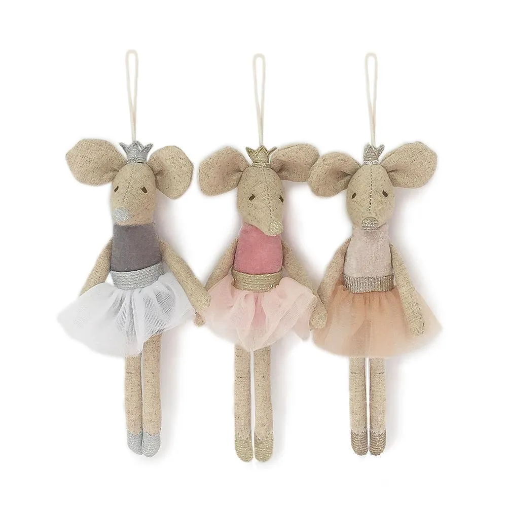 Assorted Ballerina Mice Plush Doll Ornaments