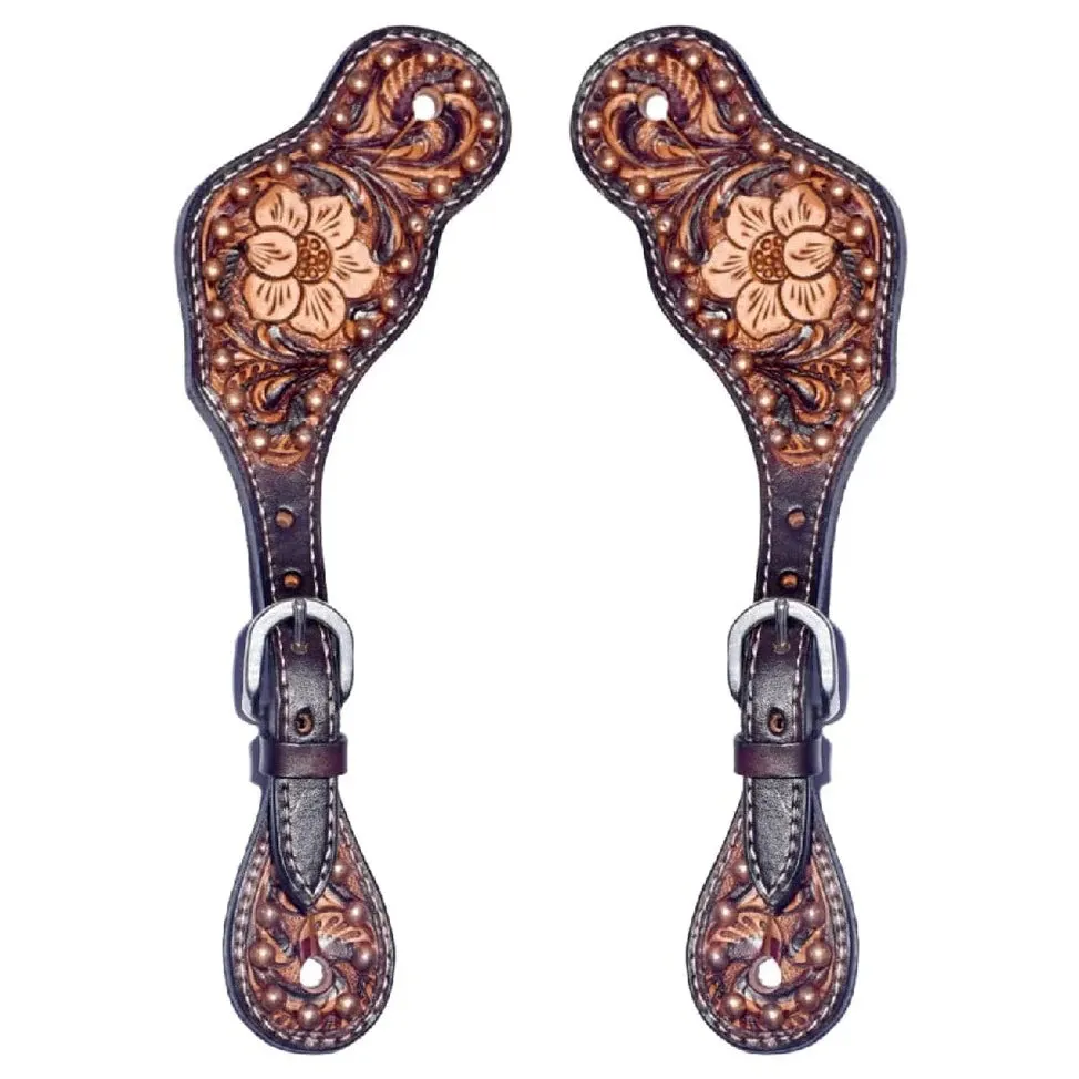 Bar H Equine Dark Florence Leather Spur Straps