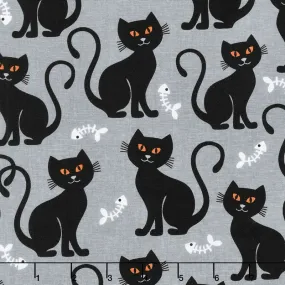 Bats and Black Cats - Bone Appetit Gray Yardage