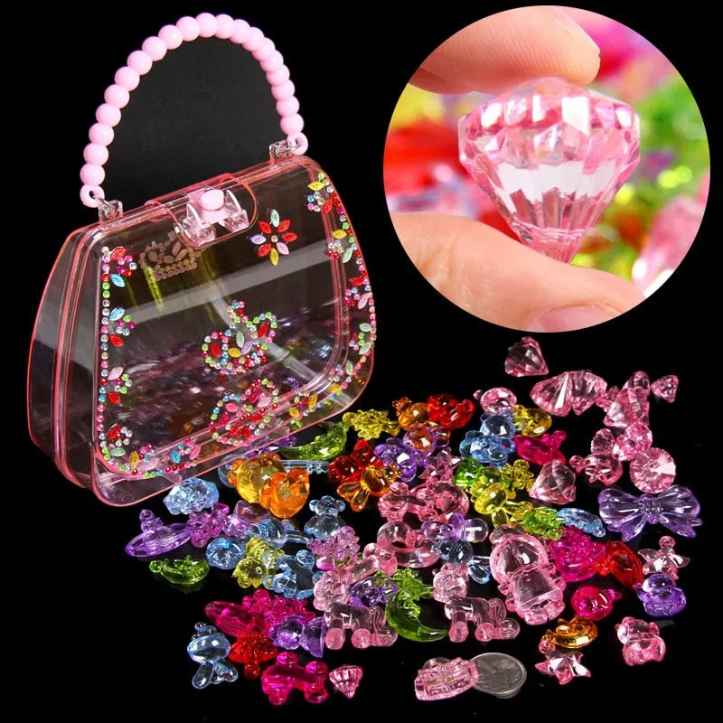 Beaded Toys  Creative Girl Gift Jewelry Beads Making Lacing Necklace Bracelets Educational Toy With Bag