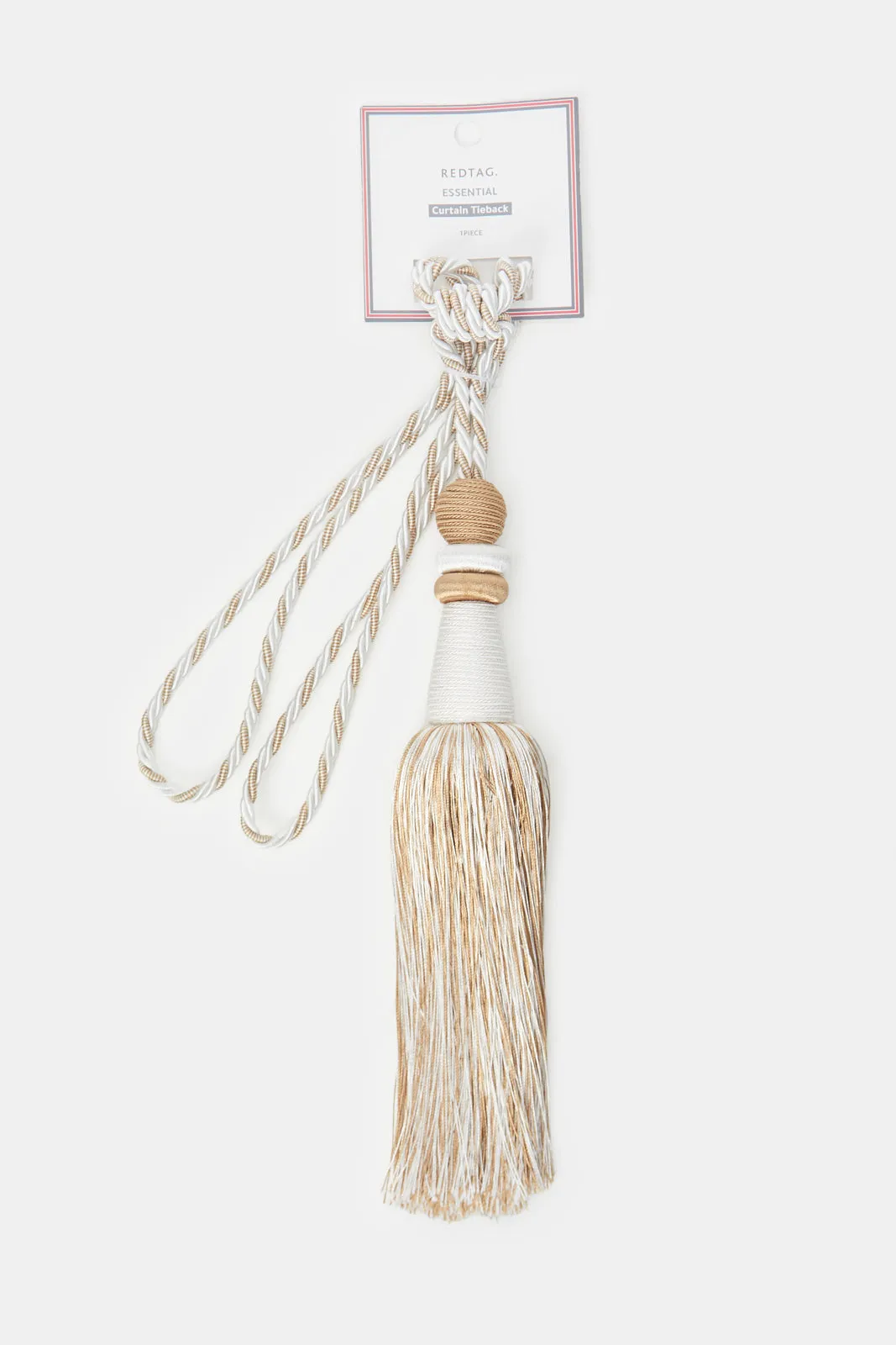 Beige And Ivory Tie Back With Tassel