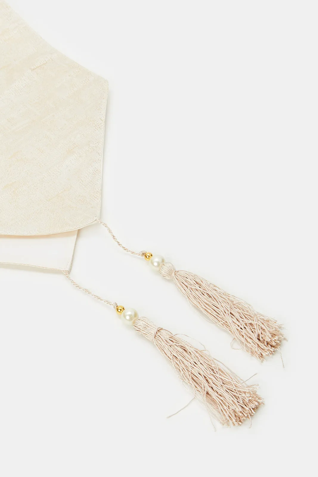 Beige Table Runner With Tassel