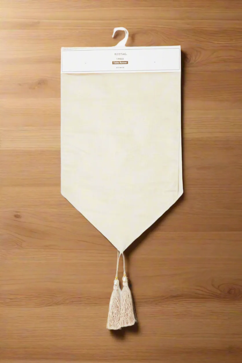 Beige Table Runner With Tassel