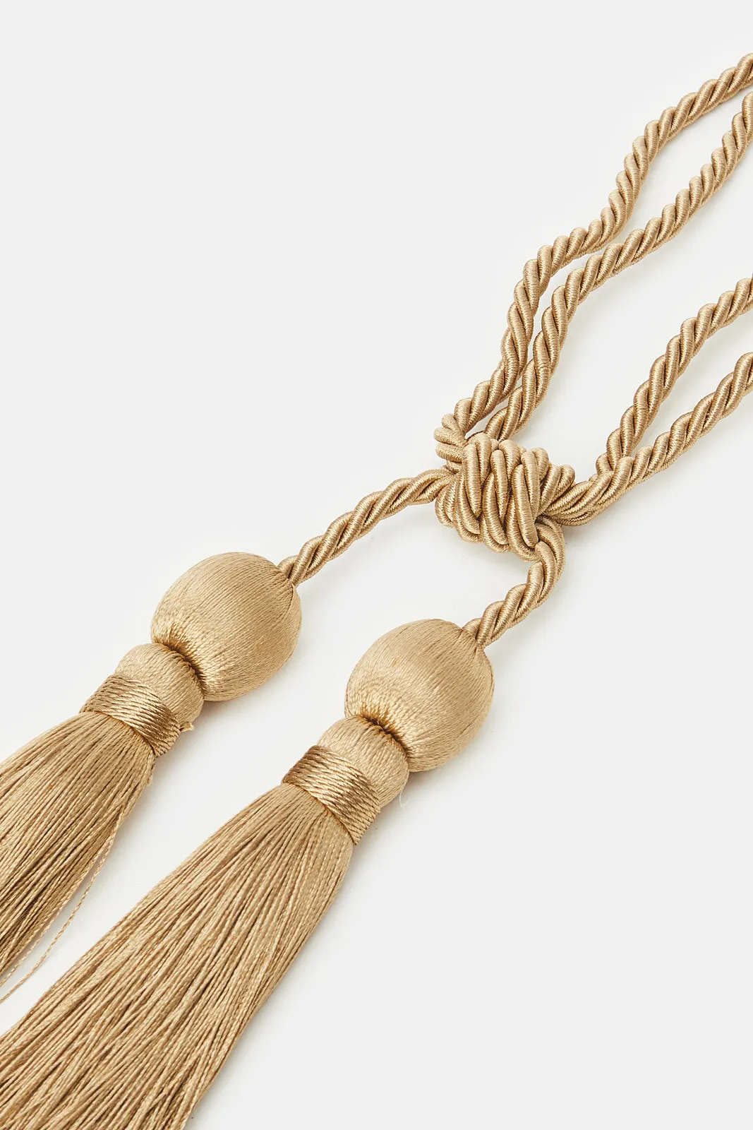 Beige Tie-Back With Double Tassel