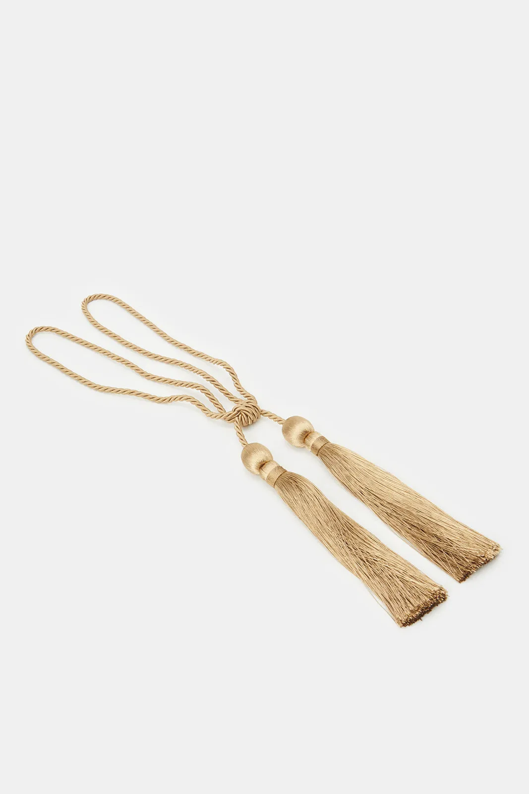 Beige Tie-Back With Double Tassel