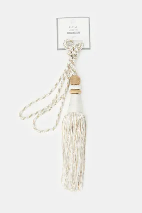 Beige/Ivory Tie Back With Tassel