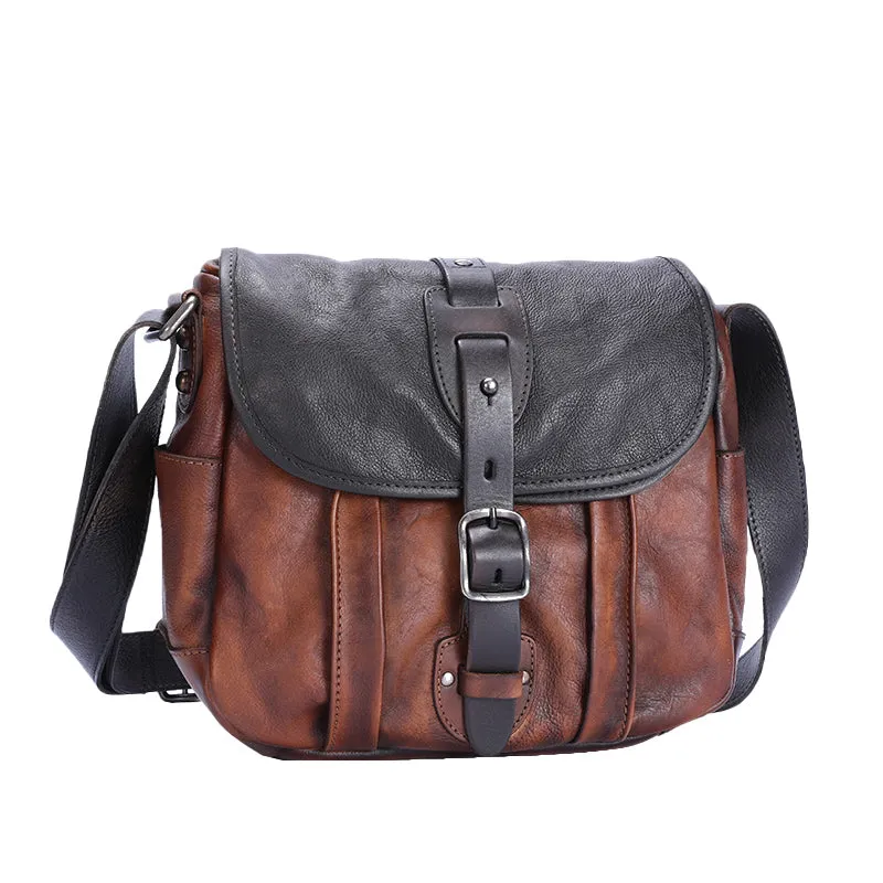 Best Brown Leather Womens Shoulder Bag Vintage School Messenger Bag for Ladies