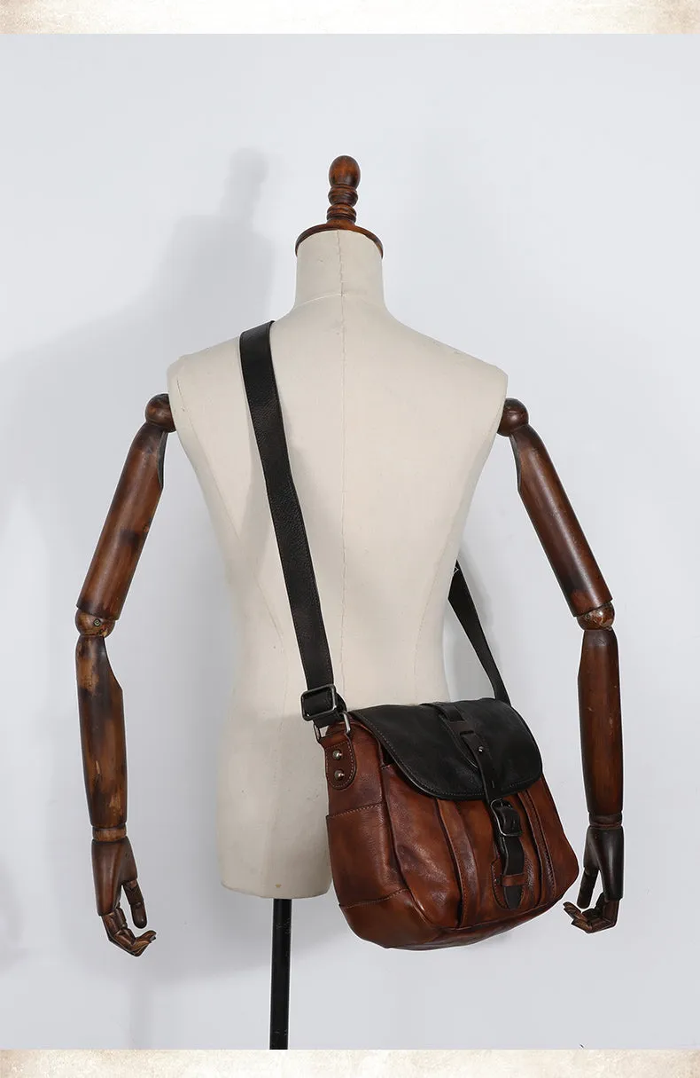 Best Brown Leather Womens Shoulder Bag Vintage School Messenger Bag for Ladies