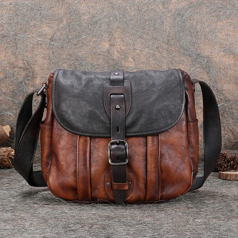 Best Brown Leather Womens Shoulder Bag Vintage School Messenger Bag for Ladies