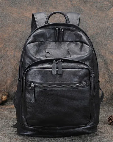 Best Coffee Leather Rucksack Womens Vintage 16 inches Laptop Backpack Leather School Backpack Purse