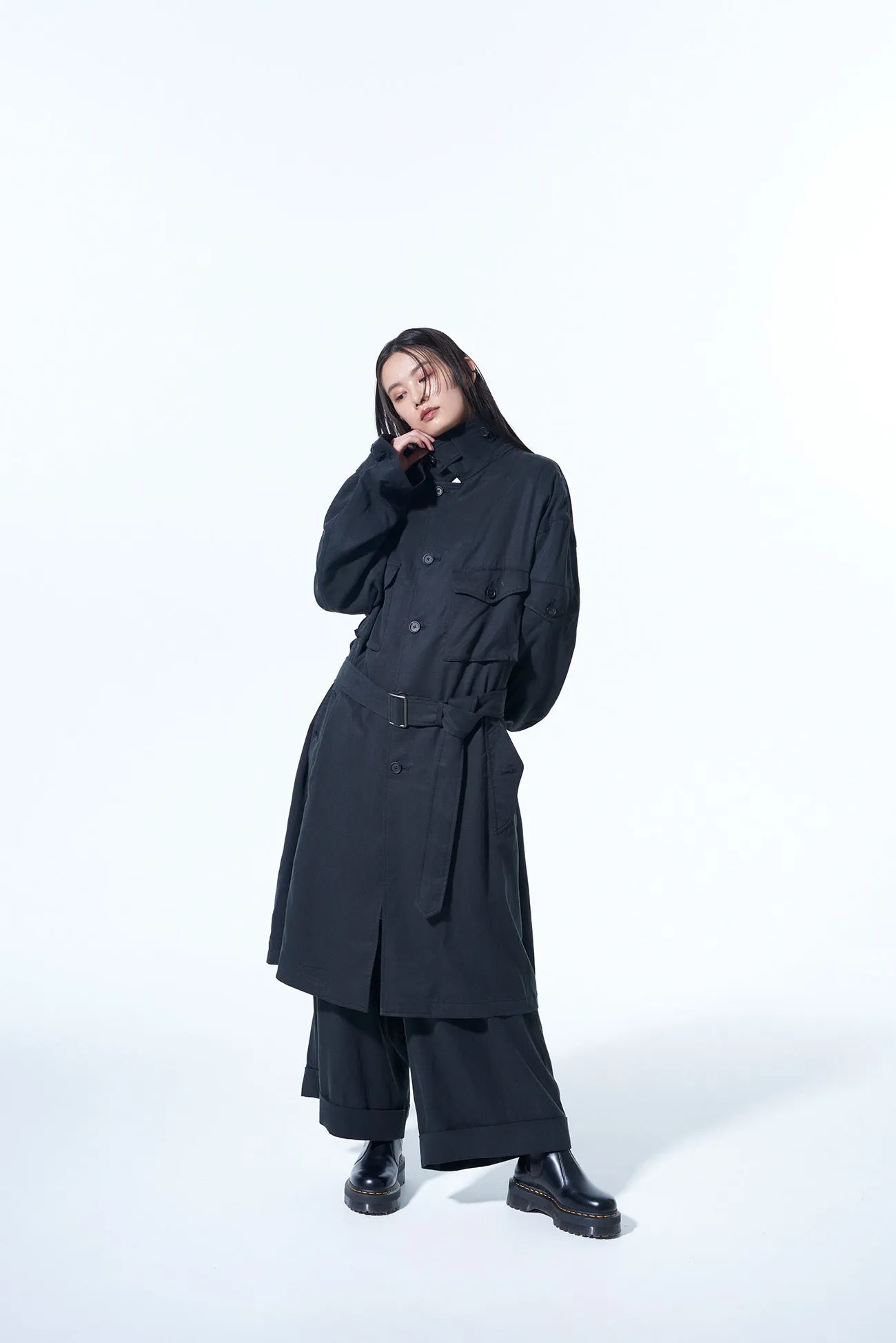 BIO-WASH LYOCELL TWILL OVERSIZE MILITARY COAT