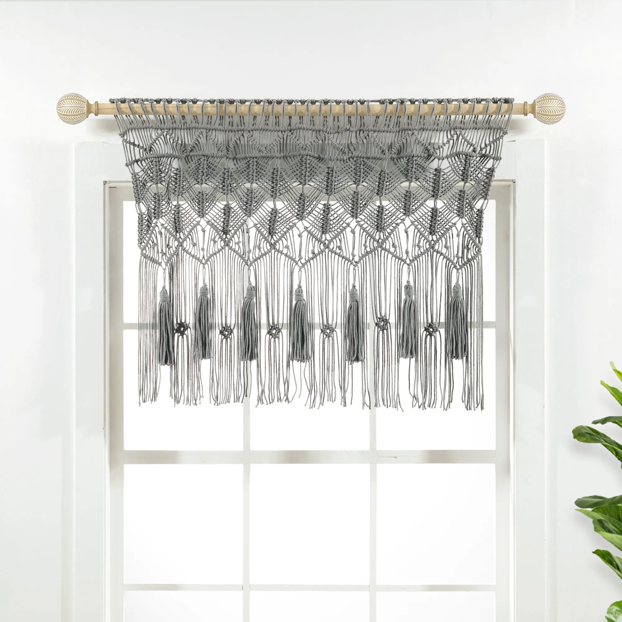 Boho Macrame Tassel Cotton Valance