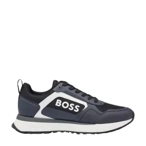 BOSS Jonah Mixed-Material Lace Up Navy Trainers