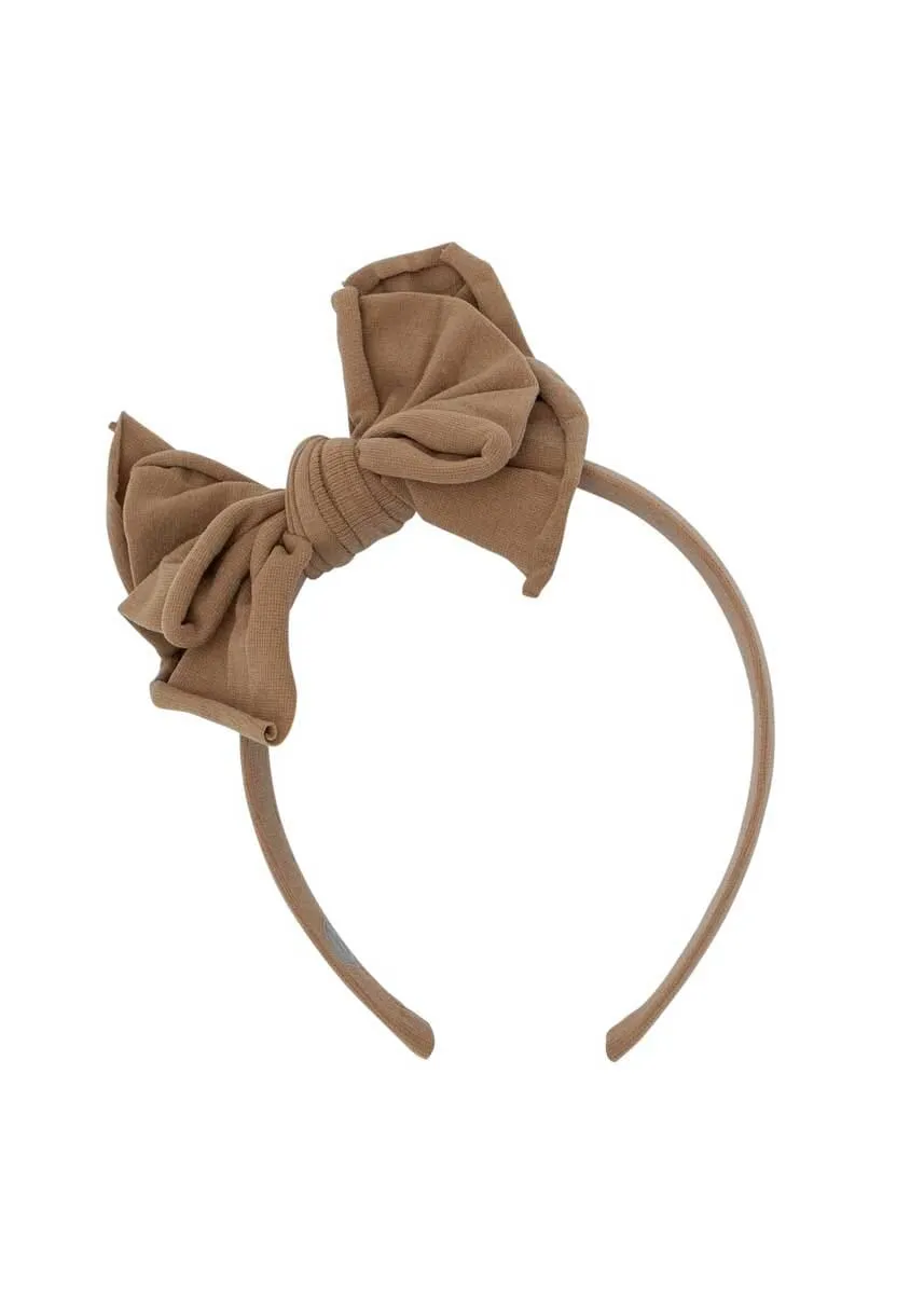 Bow Hard Headband - Latte