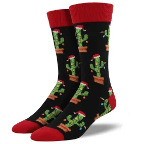 Christmas Cactus Socks Men’s Crew Sock