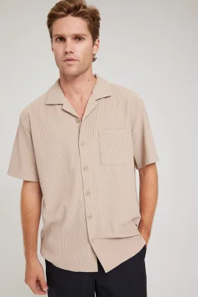 Common Need Brooklyn Pleated Resort Shirt Taupe