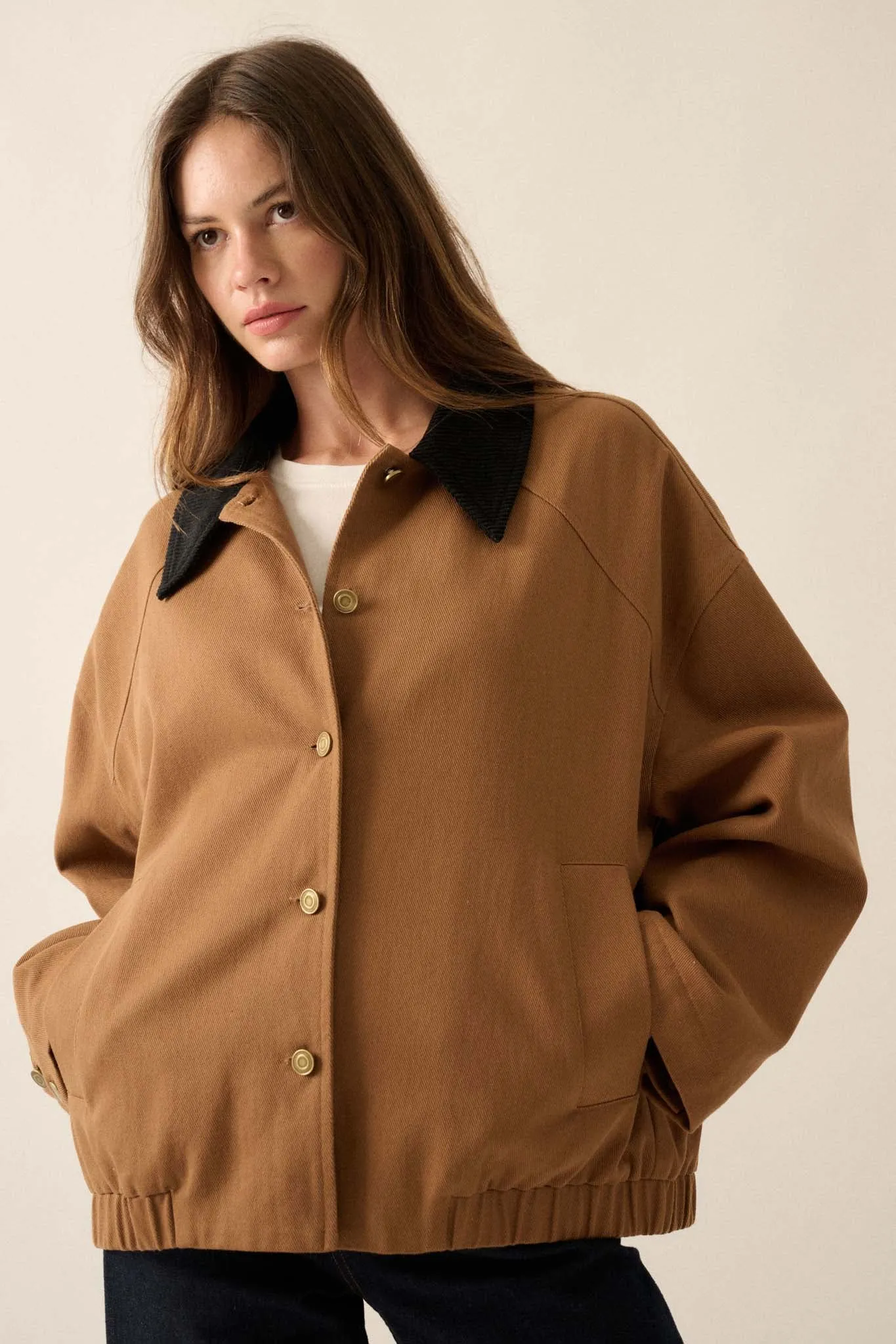 Country Mile Corduroy Collar Twill Utility Jacket