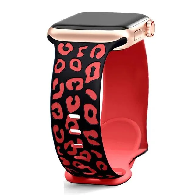 Engraved Leopard Strap Apple Watch Bands