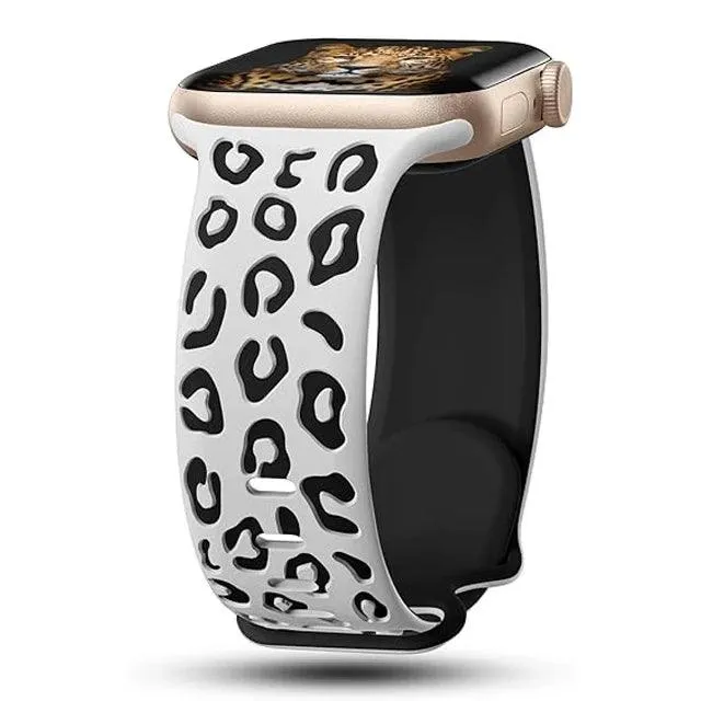 Engraved Leopard Strap Apple Watch Bands