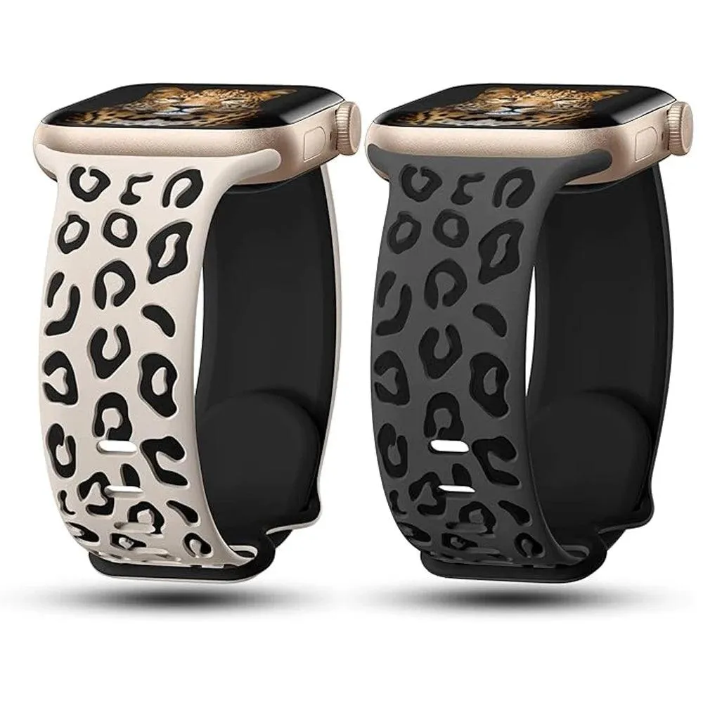 Engraved Leopard Strap Apple Watch Bands