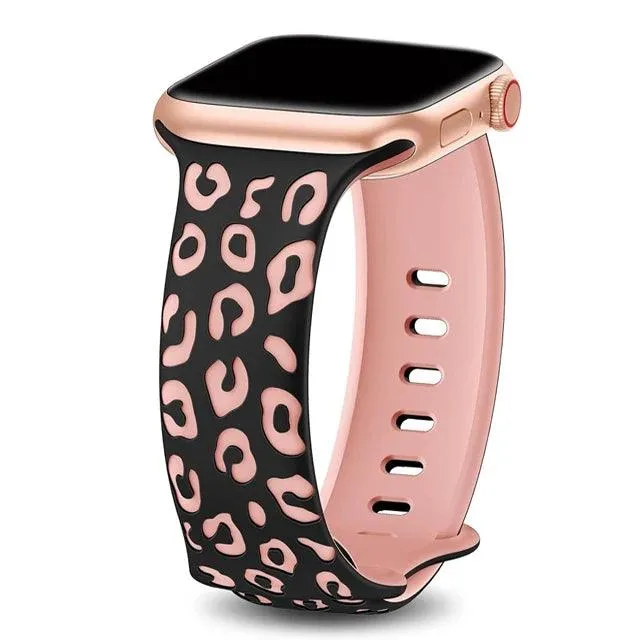 Engraved Leopard Strap Apple Watch Bands