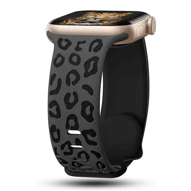 Engraved Leopard Strap Apple Watch Bands