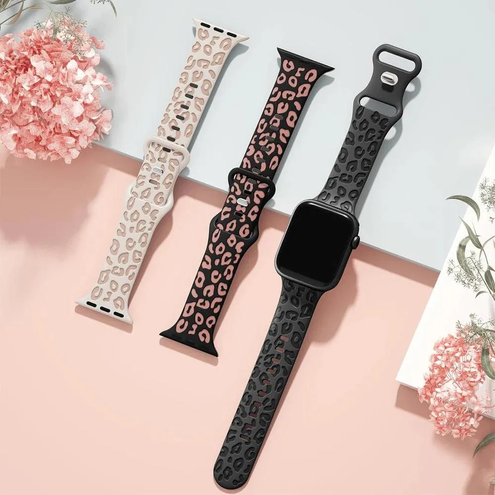 Engraved Leopard Strap Apple Watch Bands