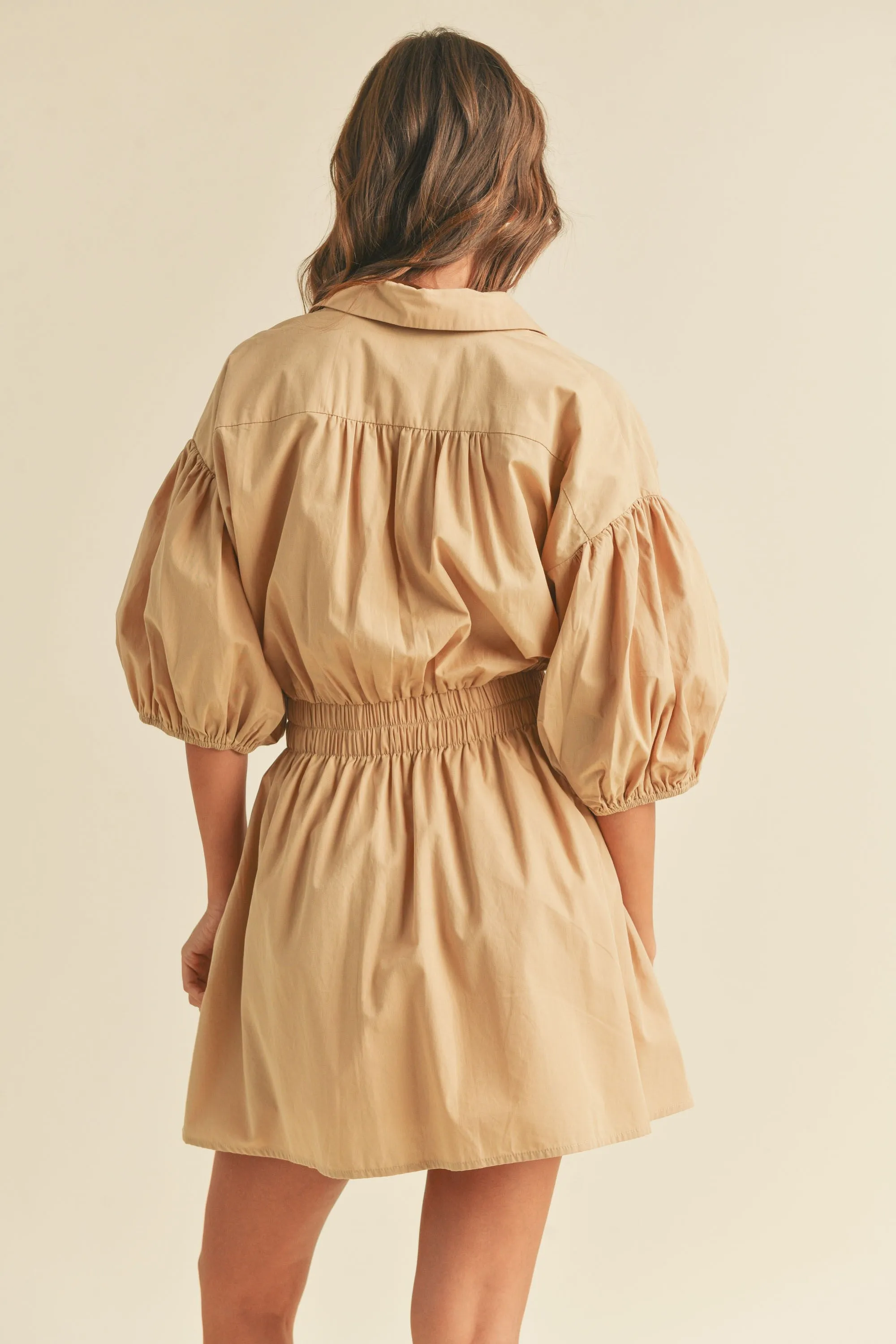 Evie Poplin Dress - Taupe