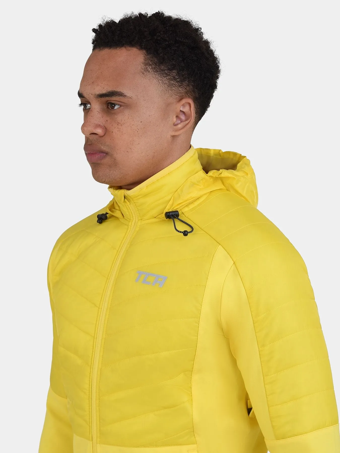 Excel Running Padded Packable Hooded Jacket For Men With Thumbholes, Underarm Ventilation Zips, Zip Pockets & Reflective Strips