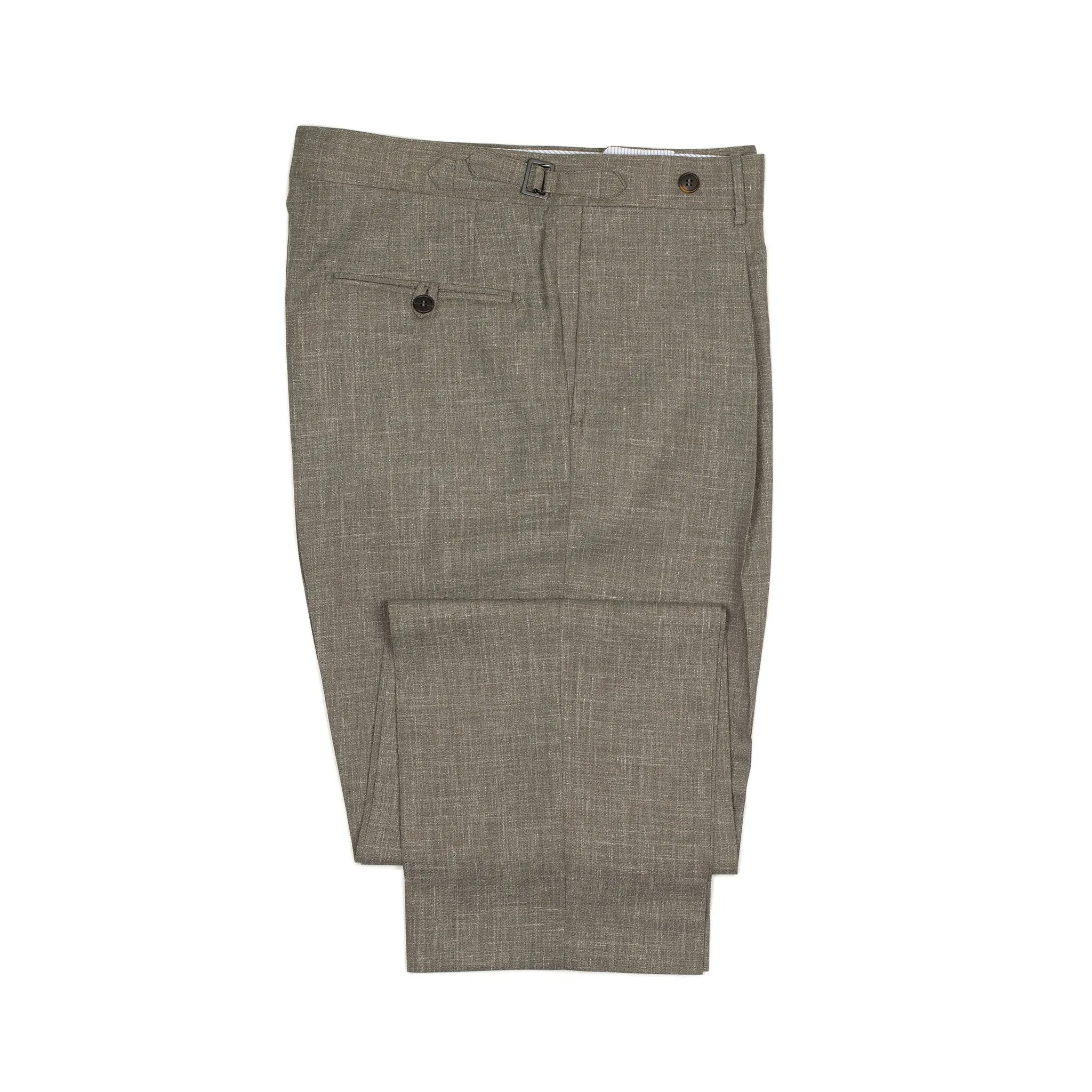 Exclusive Westside pleated high-rise wide leg trousers in taupe Loro Piana wool/silk/linen