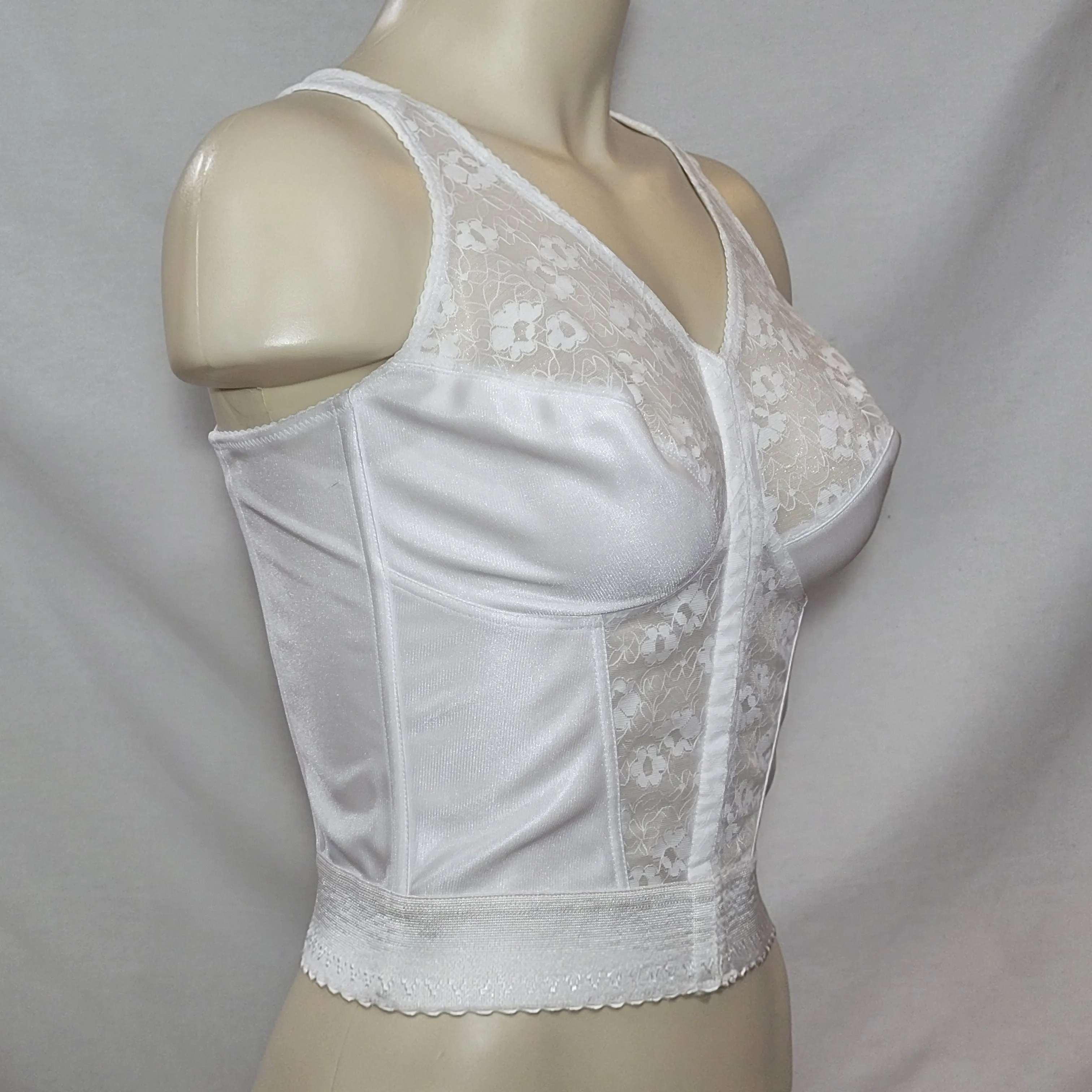 Exquisite Form 7565 Fully Longline Wire Free Posture Bra 42D White NWOT