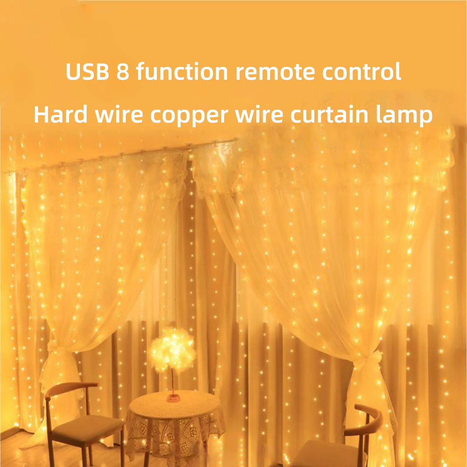 GARVEE Curtain String Lights LED Window Curtain String Light USB Power Supply Remote Control Indoor Bedroom Decorations Highlight Blue