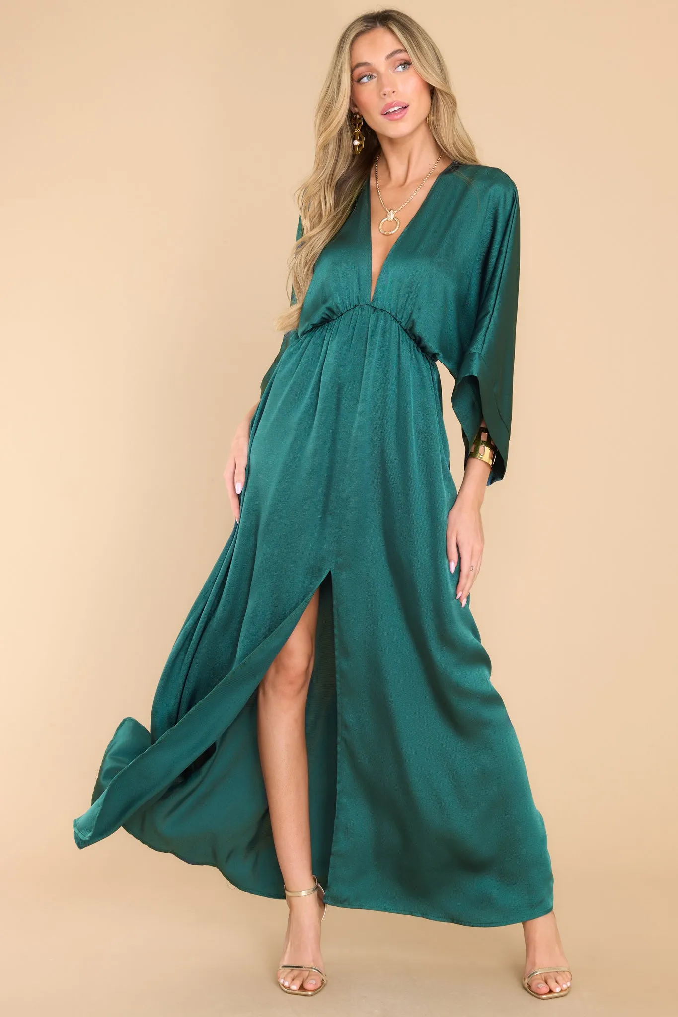 Glowing Reveal Emerald Green Maxi Dress