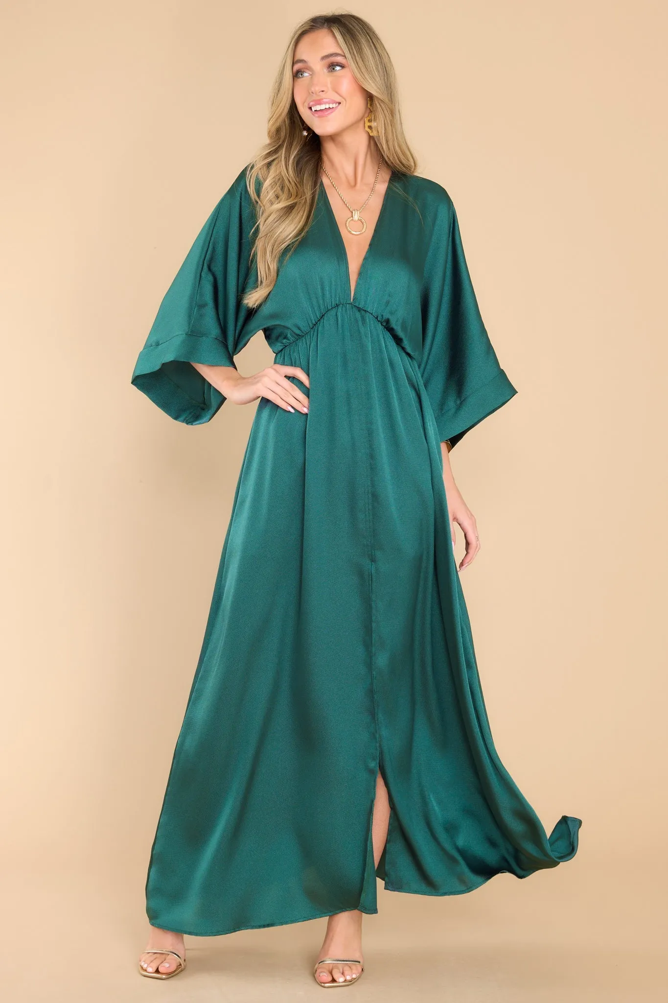 Glowing Reveal Emerald Green Maxi Dress