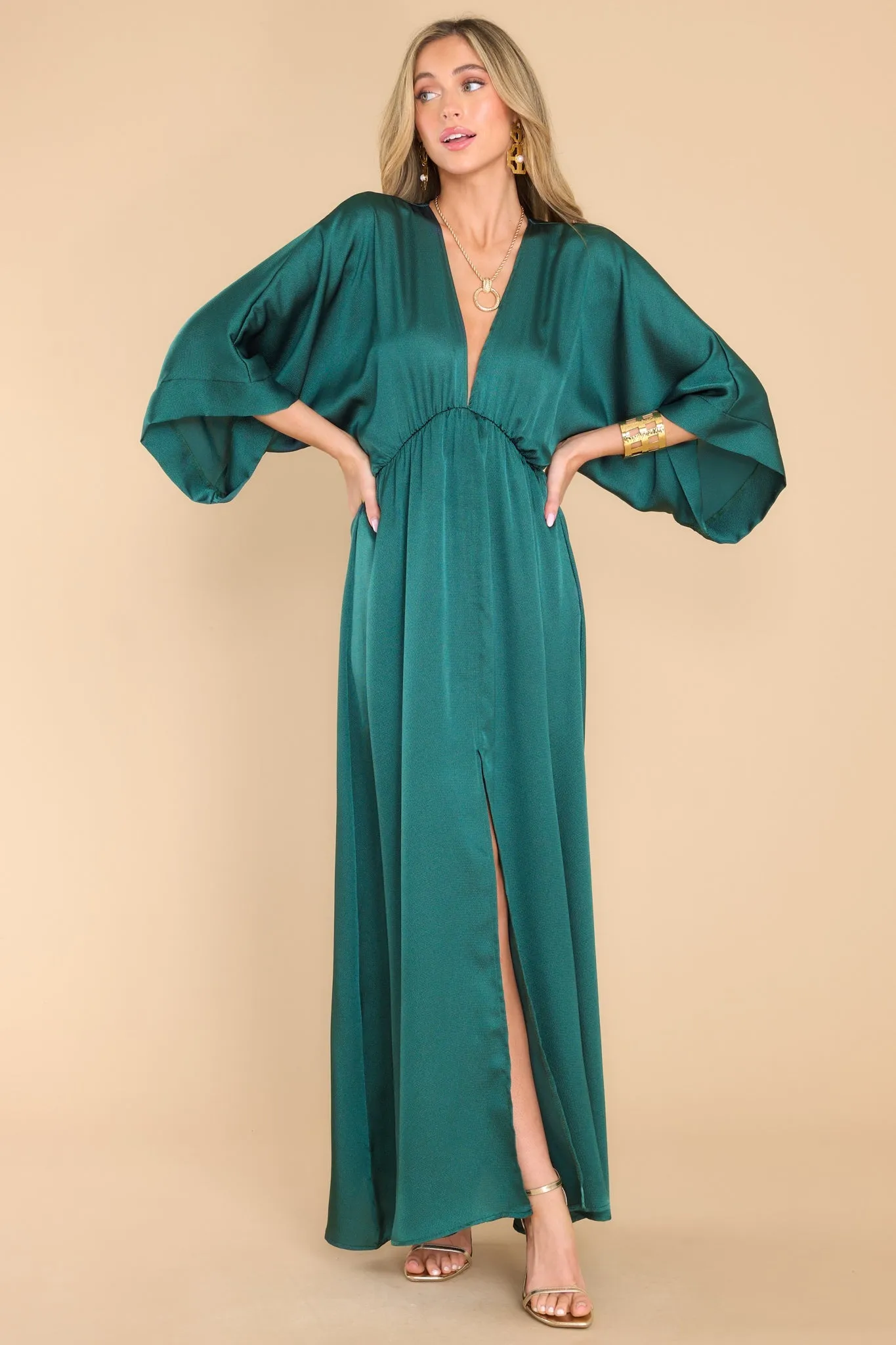 Glowing Reveal Emerald Green Maxi Dress