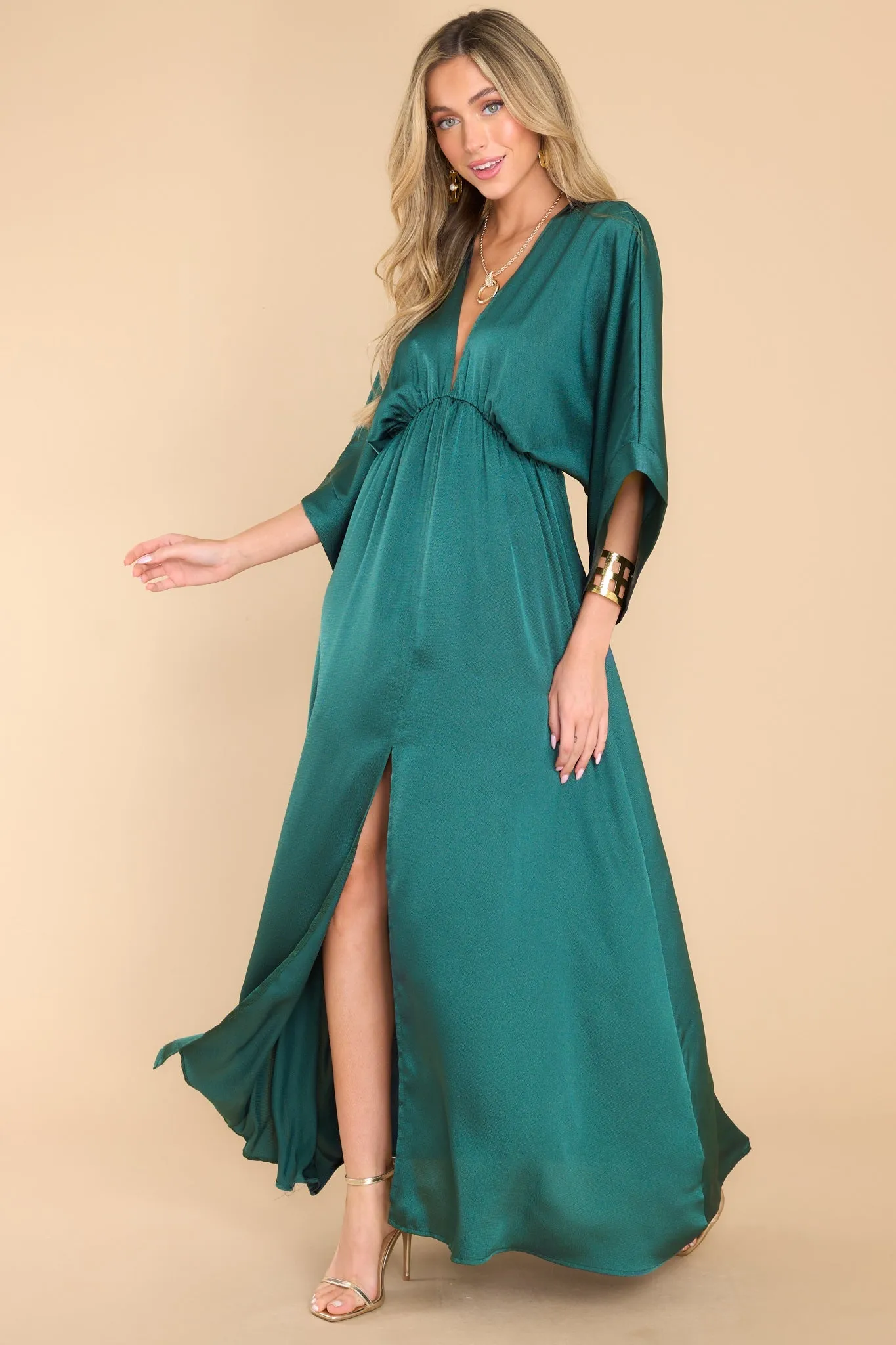 Glowing Reveal Emerald Green Maxi Dress