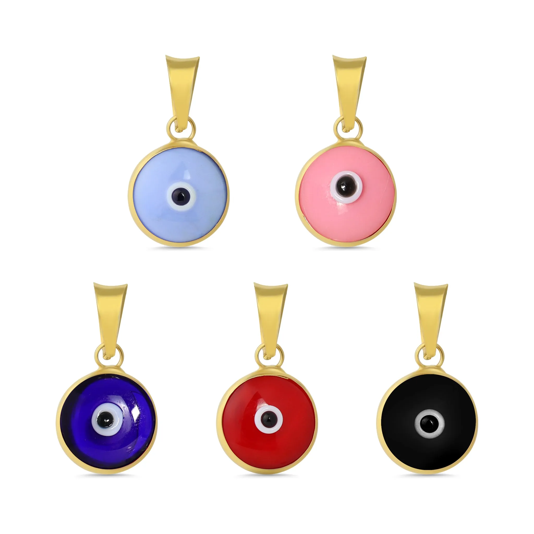 Gold Vermeil Colorful Evil Eye Pendant / DIS0022