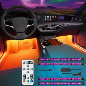 Govee Interior Car Lights, Interior Car LED Lights with Remote and Control Box, 2 Lines Design RGB Car Interior Light with 32 Colors, Music Sync for Various Car, DC 12V