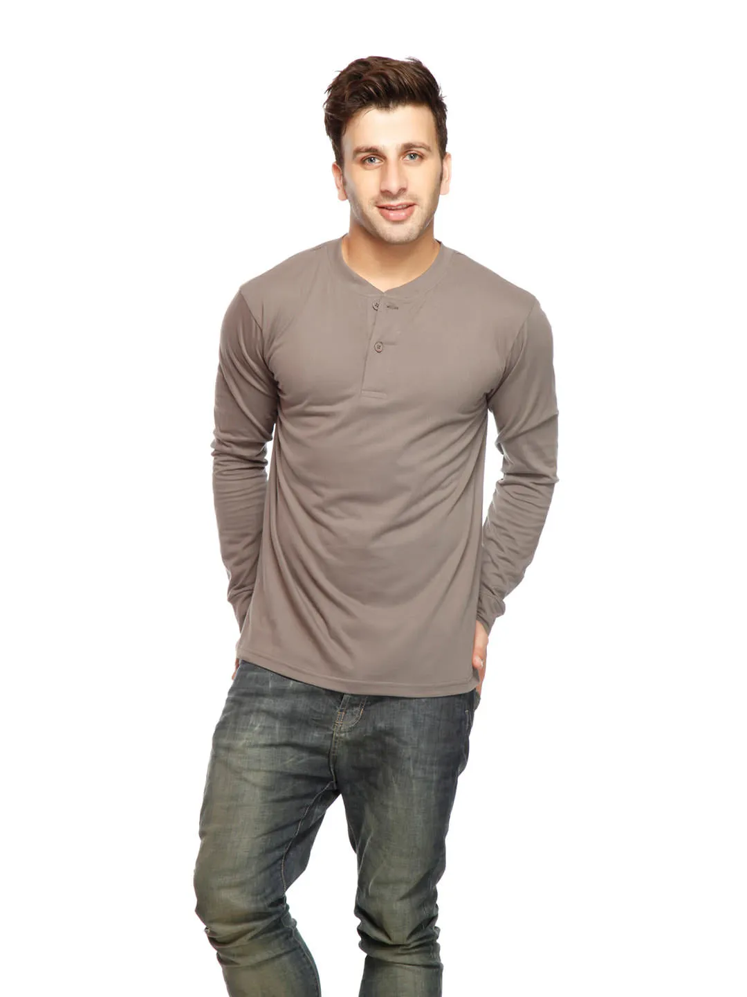 Grey Plus Size Henley T-Shirt